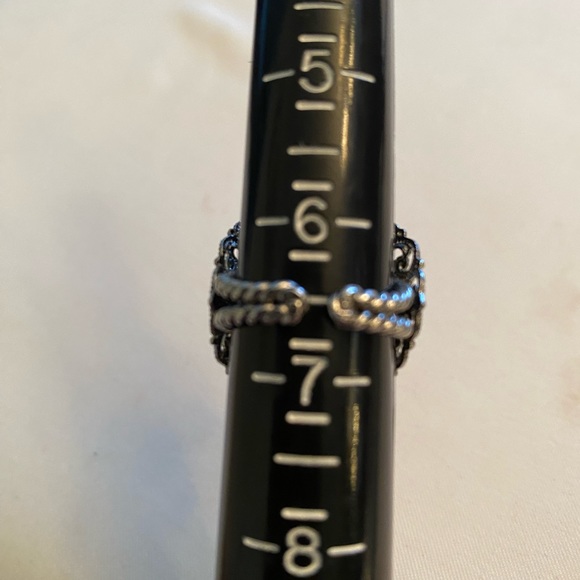 HTF Schuhmacher Ladies Ring Silver Tone White Pearl & Rose Cabochon Size 6.5+ - Picture 6 of 7